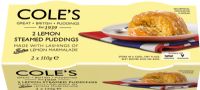 COLE'S PUDDINGS 2 Lemon Steamed Puddings (2x110g)