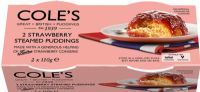COLE'S PUDDINGS 2 Strawberry Steamed Puddings (2x110g)