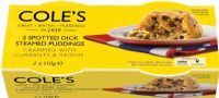 COLE'S PUDDINGS 2 Spotted Dick Steamed Puddings (2x110g)