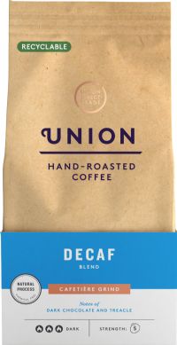 UNION COFFEE Hand-Roasted Coffee Decaf Blend - Cafetière Grind 200g
