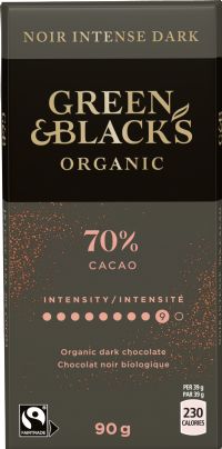 GREEN & BLACK'S Organic Dark 70% Chocolate Bar 90g