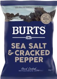 BURTS SNACKS Potato Chips - Sea Salt & Cracked Pepper 150g
