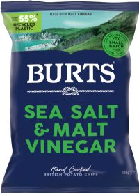 BURTS SNACKS Potato Chips - Sea Salt & Malt Vinegar 150g
