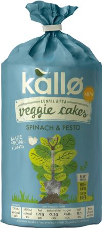 KALLO Lentil & Pea Veggie Cakes - Spinach & Pesto 122g