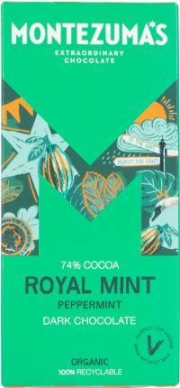 MONTEZUMA'S Royal Mint - Organic Peppermint Dark Chocolate Bar 90g