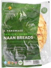 LEICESTER BAKERY 2 Handmade Garlic & Coriander Naan Breads