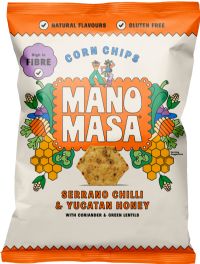 MANOMASA Serrano Chilli & Yucatan Honey Corn Chips 140g