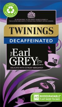 TWININGS 40 Decaffeinated Earl Grey Teabags 100g