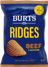 BURTS SNACKS Potato Chips Ridges - Beef & Mustard 40g