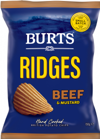 BURTS SNACKS Potato Chips Ridges - Beef & Mustard 150g