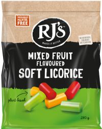 RJ'S LICORICE Mixed Fruit Flavoured Soft Licorice - Bag 280g