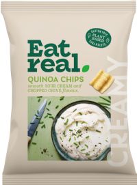 EAT REAL Quinoa Chips - Smooth Sour Cream & Chopped Chive Flavour 90g