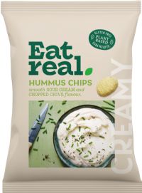 EAT REAL Hummus Chips - Smooth Sour Cream & Chopped Chive Flavour 110g
