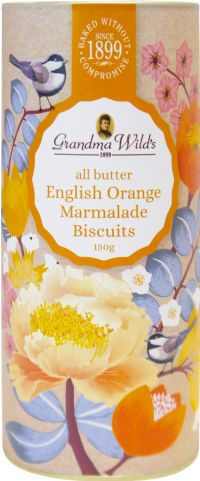 GRANDMA WILD'S English Orange Marmalade Biscuits in Botanical Floral Tube 150g