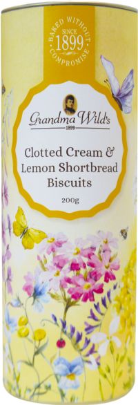 GRANDMA WILD'S Clotted Cream & Lemon Shortbread Biscuits in Wildflower Meadow Tube 200g