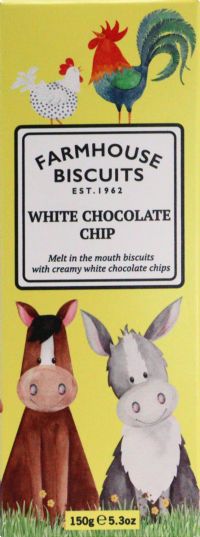 FARMHOUSE BISCUITS White Chocolate Chip Biscuits in Farmyard Carton 150g