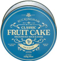 BUCKINGHAM Classic Fruit Cake in Blue Vintage Gift Tin 425g
