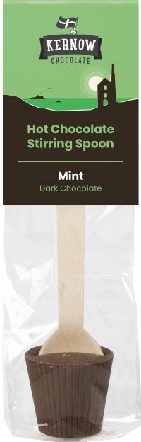 KERNOW CHOCOLATE Hot Chocolate Stirring Spoon - Mint Dark Chocolate 37g