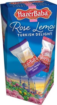 HAZER BABA Rose & Lemon Turkish Delight Box - Individually Wrapped 180g