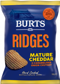 BURTS SNACKS Potato Chips Ridges - Mature Cheddar & Caramelised Onion Chutney 150g